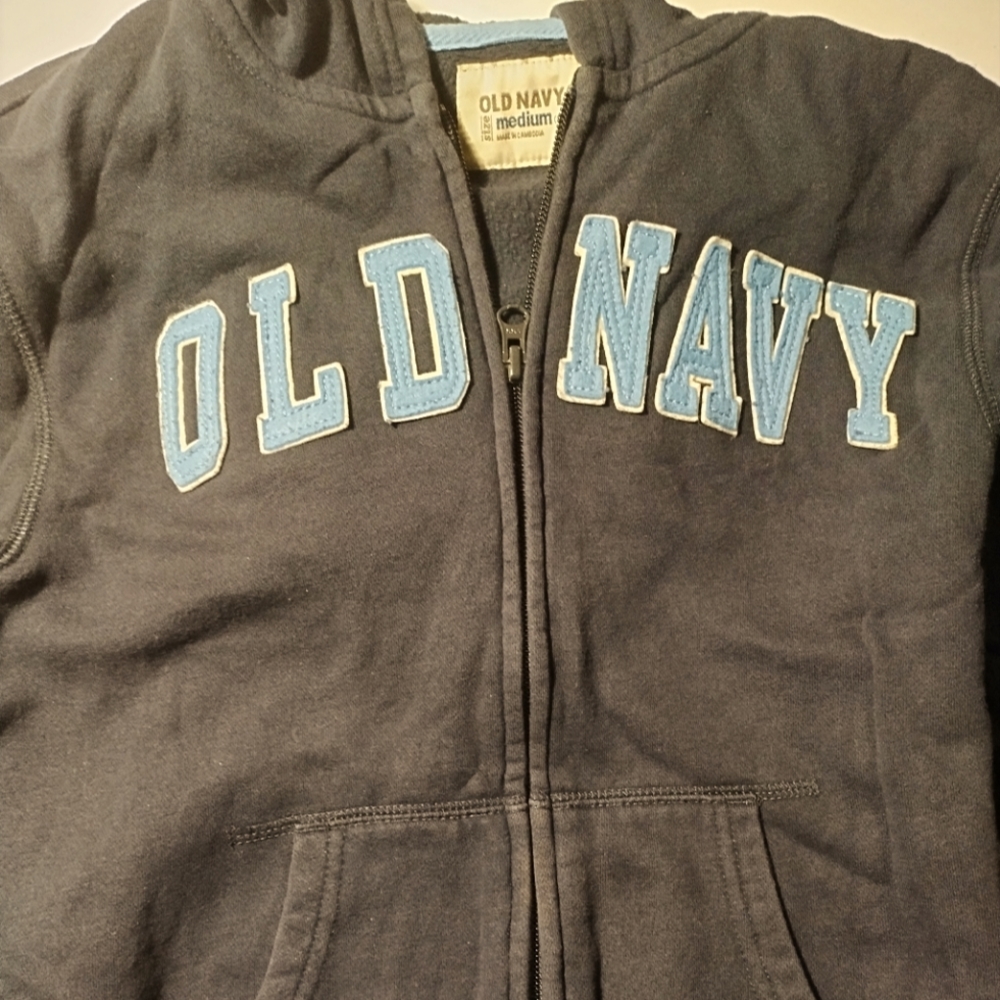 Old navy hoody kids size 8 medium navy blue in pristine condition